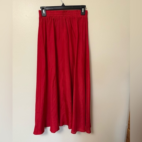 Vintage silk romantic Elegant Red Women's midi Skirt - Picture 2 of 4